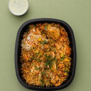 Chicken Mince Pilau with Dhey